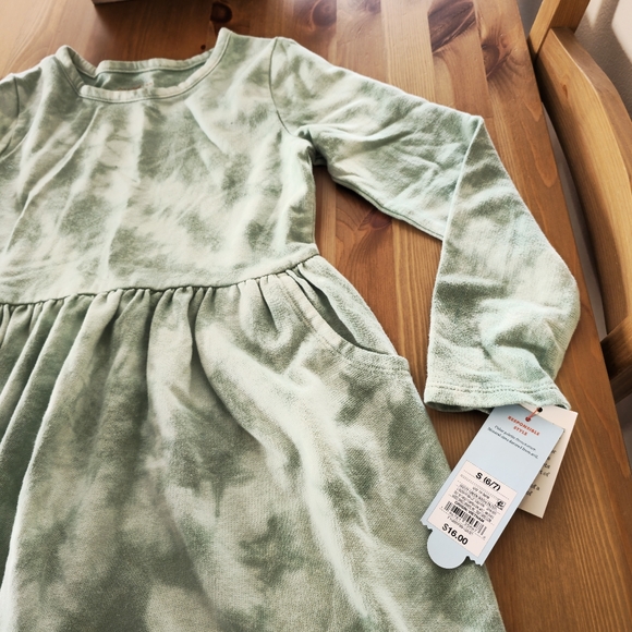 Cat & Jack - Girls' Long Sleeve French Terry Tie-Dye Dress - Dusty Green - Picture 8 of 9